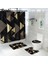 4PCS-1066 Gösterildiği Gibi Ekose Baskılı Banyo Halı Kilim Banyo Paspas ve Su Geçirmez Duş Perdesi Seti Hafızalı Köpük Klozet Kapağı Mat Ayak Paspasları (Yurt Dışından) 2