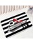 DD-8626BL 75X45CM-29.5X17.7IN Moda Parfüm Banyo Paspasları Setleri Çiçekler Siyah ve Beyaz Çizgili Kapı Halı Kadın Kızlar Ev Banyo Dekor Flanel Tuvalet Kapağı Mat (Yurt Dışından) 1