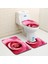 Rose 08 Küçük Boyut-3 Adet 3 Adet Gül Desenli Banyo Paspas Seti Flanel Banyo Halı Seti Tuvalet Zemin Mat Banyo Duş Odası Emici Ayak Mat Tuvalet Paspasları (Yurt Dışından) 1