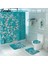 4PCS-375 Klasik Çiçek Banyo Paspas Kaymaz Mikrofiber Banyo Paspas ve Duş Perde Seti Banyo Halısı Tuvalet Banyo Halı Paspas (Yurt Dışından) 2