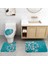 4PCS-375 Klasik Çiçek Banyo Paspas Kaymaz Mikrofiber Banyo Paspas ve Duş Perde Seti Banyo Halısı Tuvalet Banyo Halı Paspas (Yurt Dışından) 4