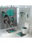 4PCS-268 Resim Olarak Göster Çiçek Banyo Paspası ve Duş Perdesi Seti Kancalı Duş Perdesi Banyo Halıları Kaymaz Banyo Halısı Tuvalet Ayak Pedi Banyo Paspası (Yurt Dışından) 5
