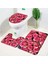 9711AE-3PCS Set 45X75CM Gül Çiçek Banyo Paspas Seti Kırmızı Taze Çiçek Tarlaları ve Bahçe Tesisi Kaymaz Tuvalet Kapağı Ayak Halı Paspas Banyo Aksesuar Seti (Yurt Dışından) 4