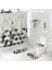 4 ADET-795 Mermer Desen Duş Perdesi Banyo Paspas Seti Mikrofiber Tuvalet Halı Banyo Zemin Mat Yıkanabilir Klozet Kapağı Mat (Yurt Dışından) 4