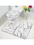 4164A-3PCS Set 40X60CM-15.7X23.6IN Soyut Geometrik Banyo Paspas Seti Mavi Yeşil Kahverengi Yaratıcı Dalga Desenli Mermer Halı Banyo Dekor Halı Kaymaz Tuvalet Kapağı Paspasları (Yurt Dışından) 1
