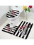 804X-3PCS Set 60X40CM-23.6X15.7IN Moda Parfüm Banyo Paspasları Setleri Çiçekler Siyah ve Beyaz Çizgili Kapı Kilim Kadın Kızlar Ev Banyo Dekor Flanel Tuvalet Kapağı Mat (Yurt Dışından) 5