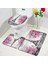 136CY-3PCS Set 45X75CM-17.7X29.5IN Çiçek Parfüm Banyo Paspasları Setleri Kelebek Pembe Çiçek Siyah Beyaz Çizgili Baskı Kapı Kilim Banyo Dekor Kaymaz Tuvalet Kapağı Mat (Yurt Dışından) 5