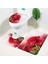 9111AE-3PCS Set 40X60CM Gül Çiçek Banyo Paspas Seti Kırmızı Taze Çiçek Tarlaları ve Bahçe Tesisi Kaymaz Tuvalet Kapağı Ayak Halı Paspas Banyo Aksesuar Seti (Yurt Dışından) 2