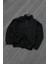 Erkek Siyah Fitilli Yarım Fermuar Cep Detay Oversize Sweatshirt 1