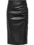 Normal Bel Siyah Kadın Düz Midi Etek Onlmıa Faux Leather Long Skırt Otw 2