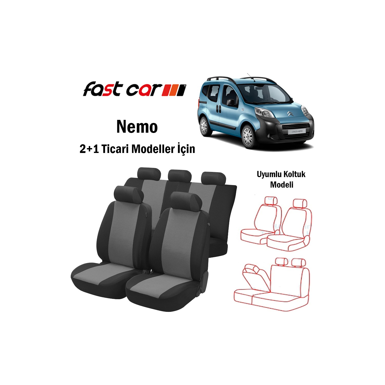 Fast Car Nemo Oto Koltuk Kilifi Arka 2 1 Koltuk Modeli Siyah Fiyati