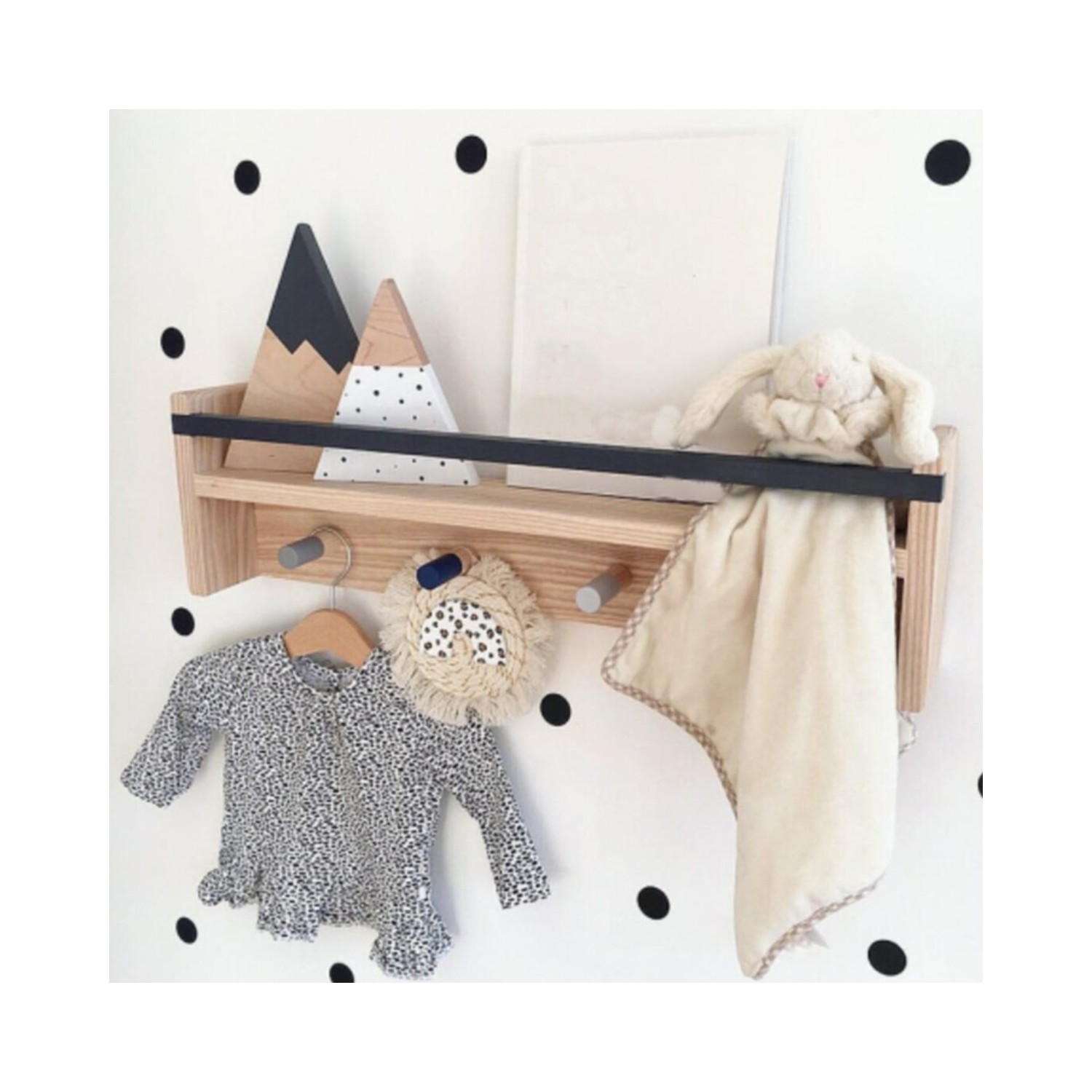 Tedarik Center Ahşap Bebek Çocuk Odası Askılıklı Raf Ahşap