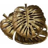 Arem Dekor Aksesuar Gold Eskitme Yaprak Model Dekoratif Ikili Tabak