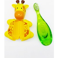 Rocs 0-3 Yaş Diş Fırçası + Flipper Hijyenik Saklama Kabı Seti - Zürafa Figürlü