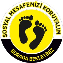 New Jargon Lütfen Sağlığınız İçin Sosyal Mesafeyi Koruyalım Yazısı Sarı Siyah Renk Sticker 25 x 25 cm 10'lu SYL11