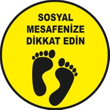 New Jargon Lütfen Sağlığınız İçin Sosyal Mesafeyi Koruyalım Zemin Sarı Ve Siyah Renk Sticker 25 x 25 cm SYL12