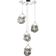 AVONNI AV-60215-4KT Krom Kaplama Modern Avize E27 Metal Cam 40cm