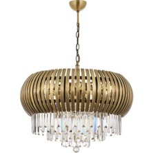 AVONNI AV-60234-E75 Eskitme Kaplama Klasik Avize E27 Metal Cam Kristal 75cm