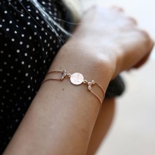 By Golden House Çift Zincirli Penez Bileklik