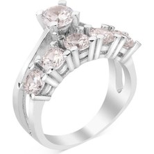 Takılingo Beştaş Rodyum Kaplama Gümüş Tektaş Kadın Yüzük