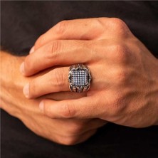 Takılingo Zerafetin Timsali Mini Zirkon Taşlı Modern Gümüş Erkek Yüzük