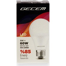 Gecem Kırılmaz LED Ampul 9W 806 Lm Beyaz Işık