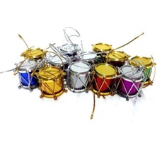 GENC DIJITAL BASKI 12 Adet Yapay Ağaç Süsü Renkli Davul 2,5 cm