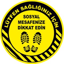 New Jargon Lütfen Sağlığınız İçin Sosyal Mesafeyi Koruyalım Yazısı Sarı Renk Sticker 25 x 25 cm 3'lü SYL09