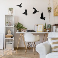 Hellove Dekoratif Ahşap Modern Dörtlü Kuş Duvar Süsü