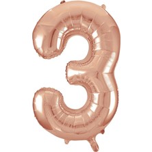 Partijet 3 Rakam Rose Gold Folyo Balon 40 cm