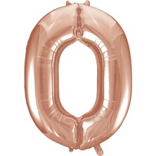Partijet 0 Rakam Rose Gold Folyo Balon 40 cm