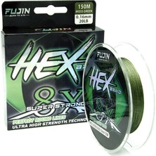 Fujin Hex Braid 8x 150MT 0,16 mm-0,20 mm Moss Green Pe Ip Misina