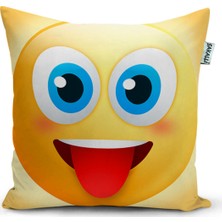 Sakallı Home  Emoji Desen 3D Baskılı Dekoratif Kırlent Kılıfı