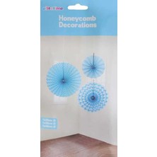 Parti Furyası  3  Lü Yelpaze Süs  Mavi