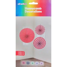 Parti Furyası  3  Lü Yelpaze Süs  Kırmızı