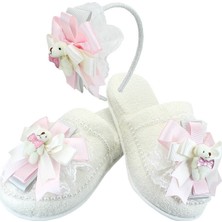 Süsle Bebek ve Parti Lohusa Terlik ve Taç Seti, Ayıcıklı Pembe