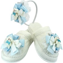 Süsle Bebek ve Parti Lohusa Terlik ve Taç Seti, Ayıcıklı Mavi