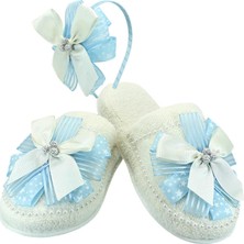 Süsle Bebek ve Parti Lohusa Terlik ve Taç Seti, Fiyonklu Mavi