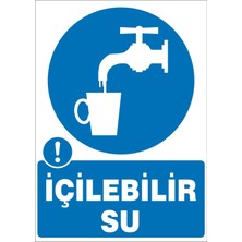 İzmir Serigrafi İçilebilir Su Galvaniz Uyarı Levhası 17,5 x 25 cm