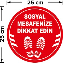 New Jargon Ayakkabı İzi ve Sosyal Mesafeyi Koruyunuz Yazısı Sticker 25 x 25 cm 5'li SYL02