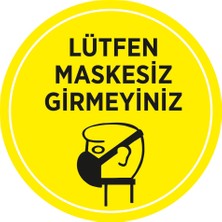 New Jargon Lütfen Maskesiz Girmeyin Sticker Afiş Cam Yapıştırma 25 x 25 cm 5'li SYL04