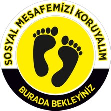 New Jargon Lütfen Sağlığınız İçin Sosyal Mesafeyi Koruyalım Yazısı Sarı Siyah Renk Sticker 25 x 25 cm 5'li SYL11