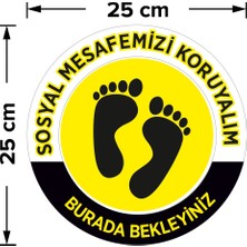 New Jargon Lütfen Sağlığınız İçin Sosyal Mesafeyi Koruyalım Yazısı Sarı Siyah Renk Sticker 25 x 25 cm 5'li SYL11