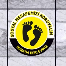 New Jargon Lütfen Sağlığınız İçin Sosyal Mesafeyi Koruyalım Yazısı Sarı Siyah Renk Sticker 25 x 25 cm 5'li SYL11