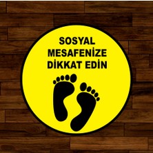 New Jargon Lütfen Sağlığınız İçin Sosyal Mesafeyi Koruyalım Zemin Sarı Siyah Renk Sticker 45 x 45 cm 5'li SYL12