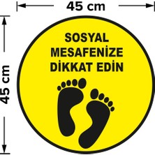 New Jargon Lütfen Sağlığınız İçin Sosyal Mesafeyi Koruyalım Zemin Sarı Siyah Renk Sticker 45 x 45 cm 5'li SYL12