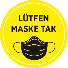 New Jargon Maske Tak Sarı Renk Sticker Afiş Duvar İçin 25 x 25 cm 5'li SYL15