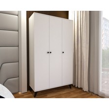 Tocco 1081 Izel 3 Kapaklı Askılıklı Raflı Lüx Gardırop-BEYAZ
