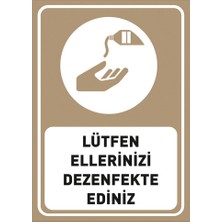 New Jargon Lütfen Ellerinizi Dezenfekte Ediniz Kahverengi Renk Dekote Malzeme 25 x 35 cm SYL38
