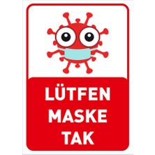 New Jargon Lütfen Maske Tak Korana Simgeli Çocuklar İçin Sac Malzeme 25 x 35 cm SYL45